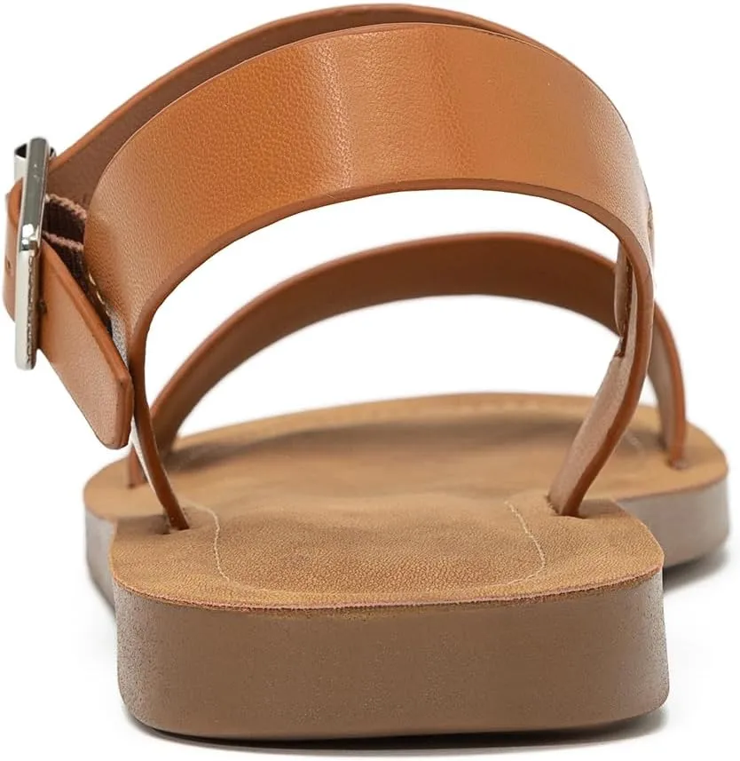 Women's Cute Open Toes One Band Ankle Strap Flexible Summer Flat Sandals With   Memory Foam