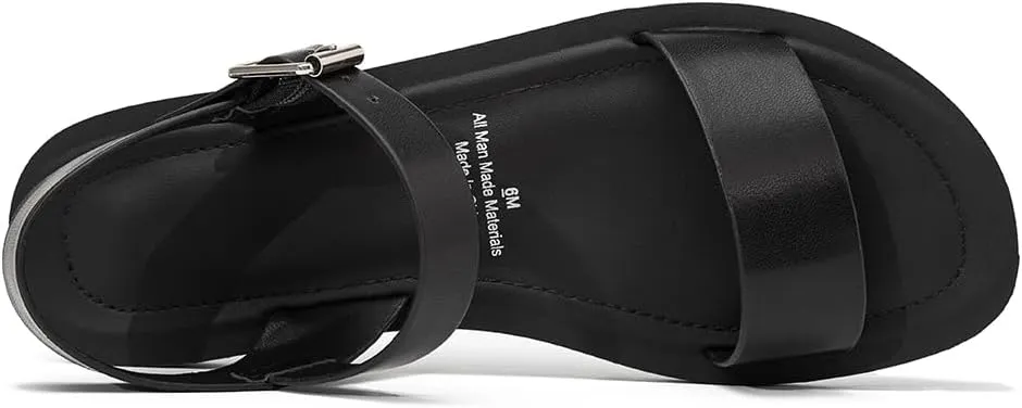 Women's Cute Open Toes One Band Ankle Strap Flexible Summer Flat Sandals With   Memory Foam