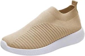 Womens Elastic Slip On Shoes Casual Walking Sneakers Lightweight Canvas Comfortable Flats Non Slip Loafers