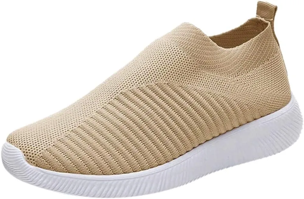 Womens Elastic Slip On Shoes Casual Walking Sneakers Lightweight Canvas Comfortable Flats Non Slip Loafers