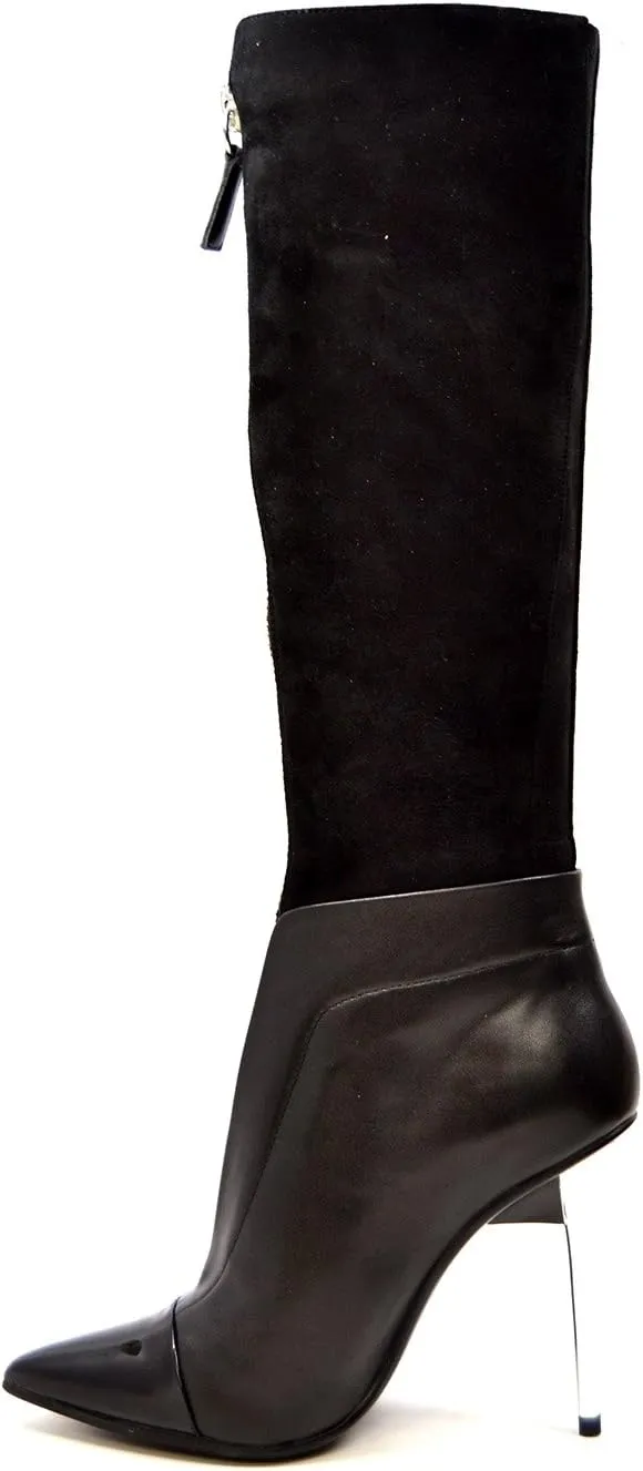 Women's Extra Slim Collection French Leather/Suede Dress Boots 12-13" Calf Size