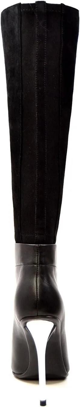 Women's Extra Slim Collection French Leather/Suede Dress Boots 12-13" Calf Size