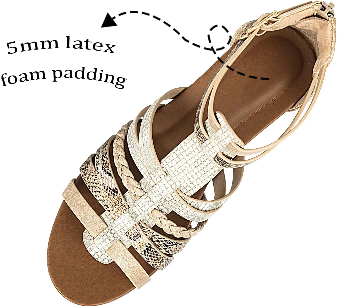 Womens Gladiator Sandals Zipper Strappy Wedge Sandal Roman Shoes For girls