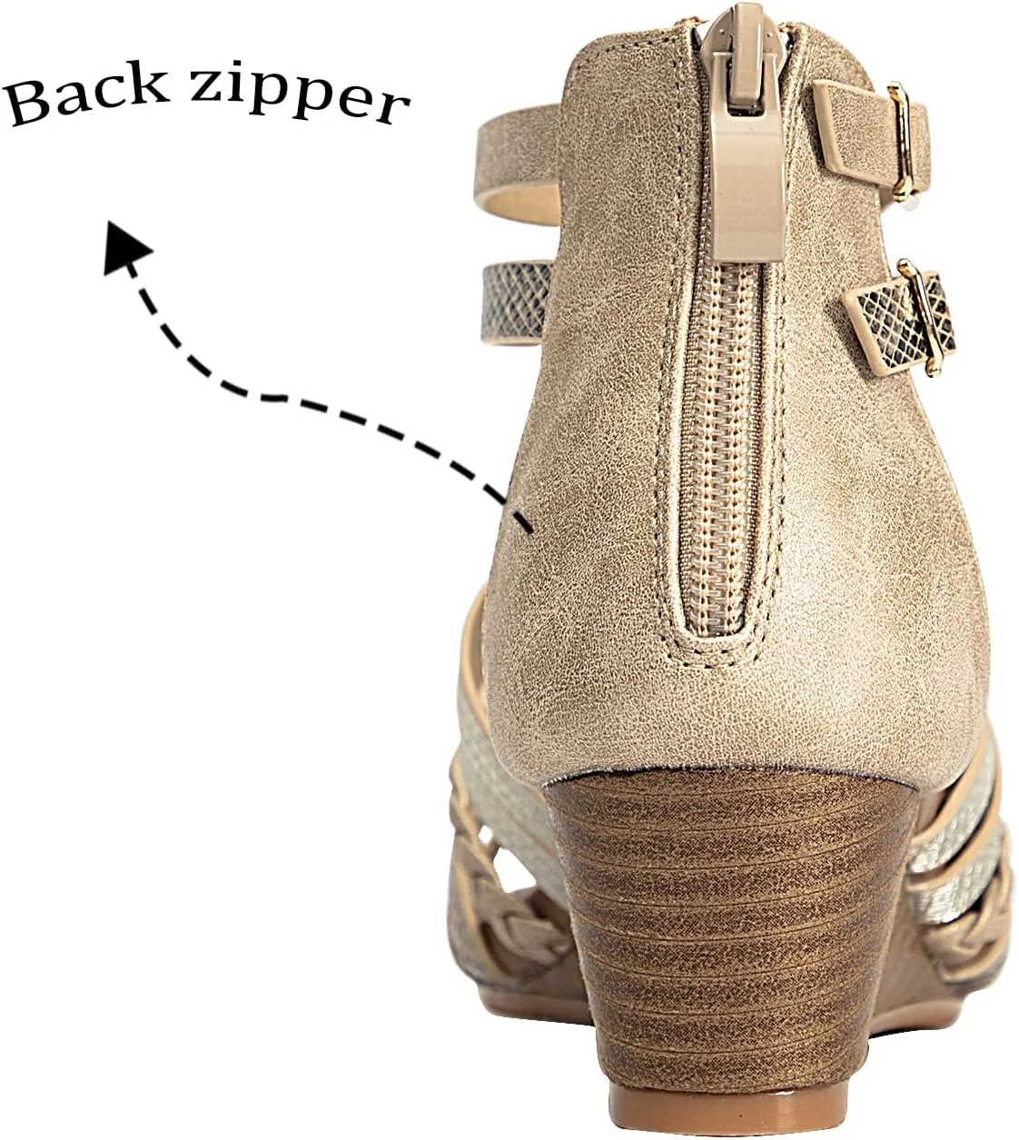 Womens Gladiator Sandals Zipper Strappy Wedge Sandal Roman Shoes For girls