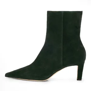 Women's High Heel Pointed Toe Block Heel Ankle Boots Fashion Suede Side Zipper Dressy Heeled Bootie Fall Winter Office Wedding Chunky Heel Booties for Ladies
