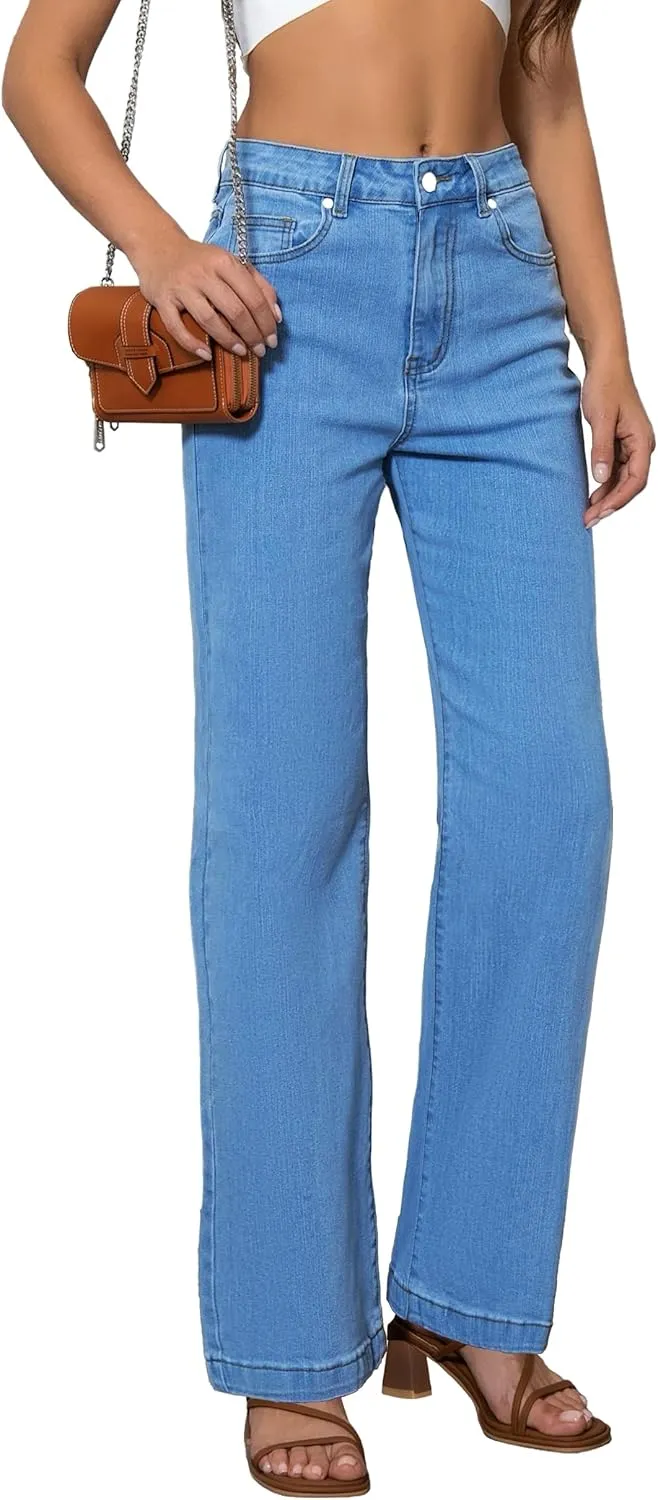 Womens Jeans High Waisted Straight Leg Loose Stretchy Lightweight Tummy Control Trendy Jeans for Women 2025