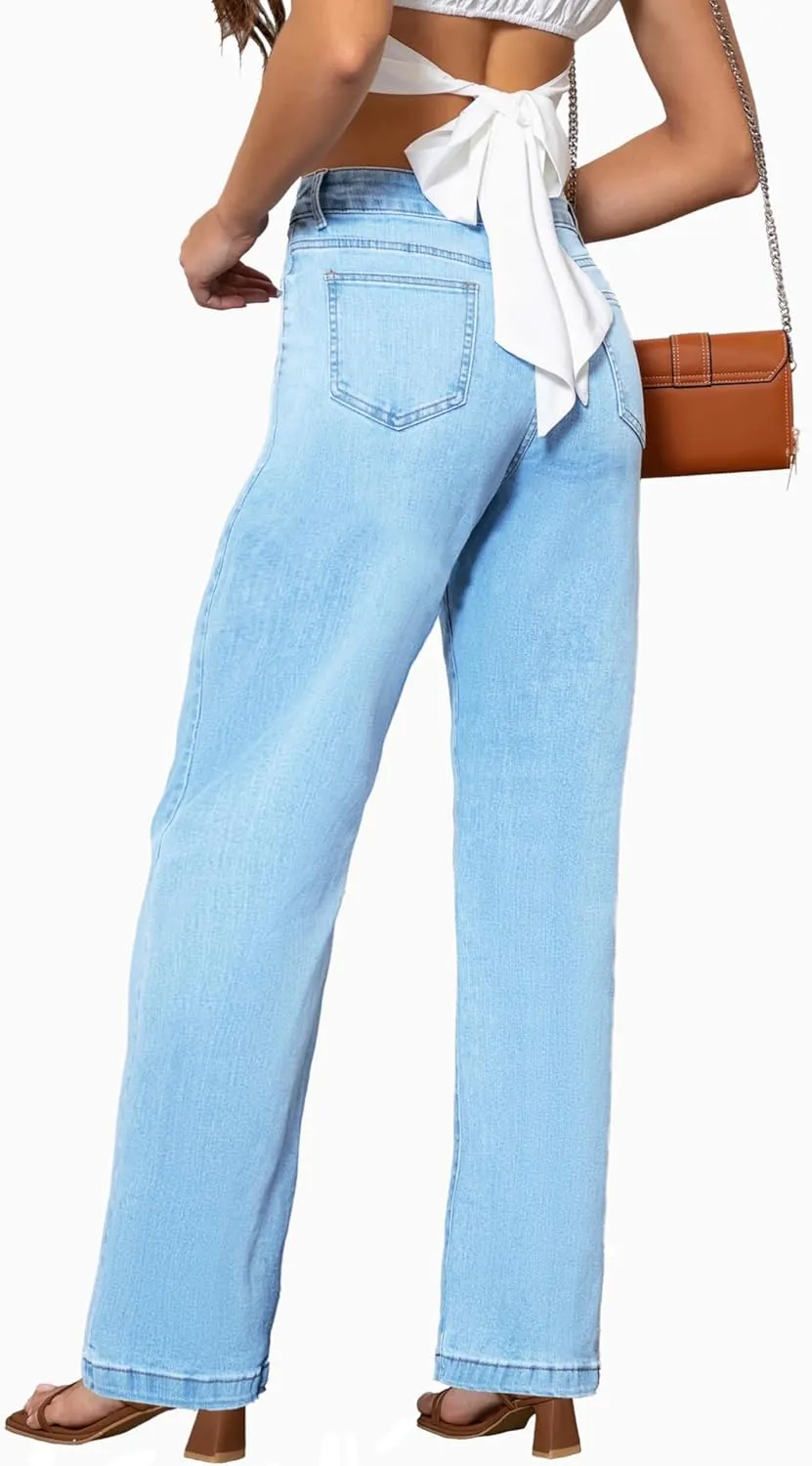 Womens Jeans High Waisted Straight Leg Loose Stretchy Lightweight Tummy Control Trendy Jeans for Women 2025
