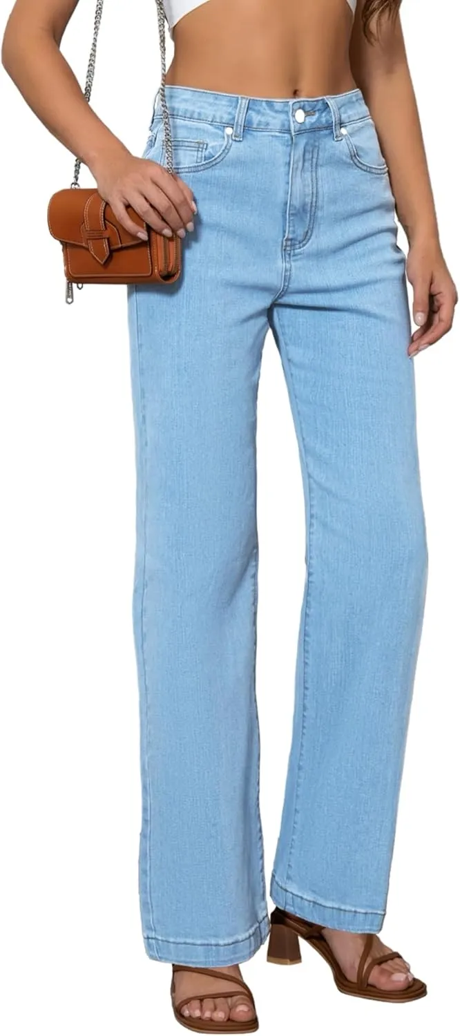 Womens Jeans High Waisted Straight Leg Loose Stretchy Lightweight Tummy Control Trendy Jeans for Women 2025