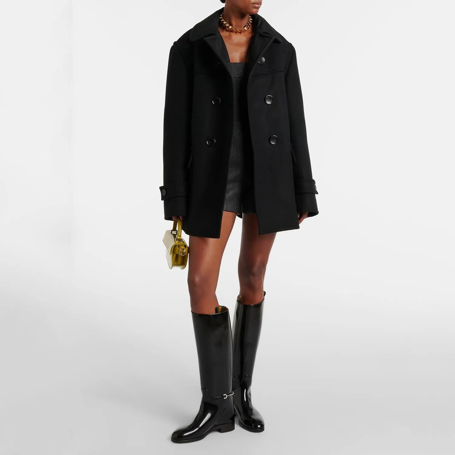 Women's Knee High Riding Boots - Pointed Toe Pull-On with Ankle Chain, Chunky 1" Heel & Patent Leather, All-Season Casual/Formal Dress Boots