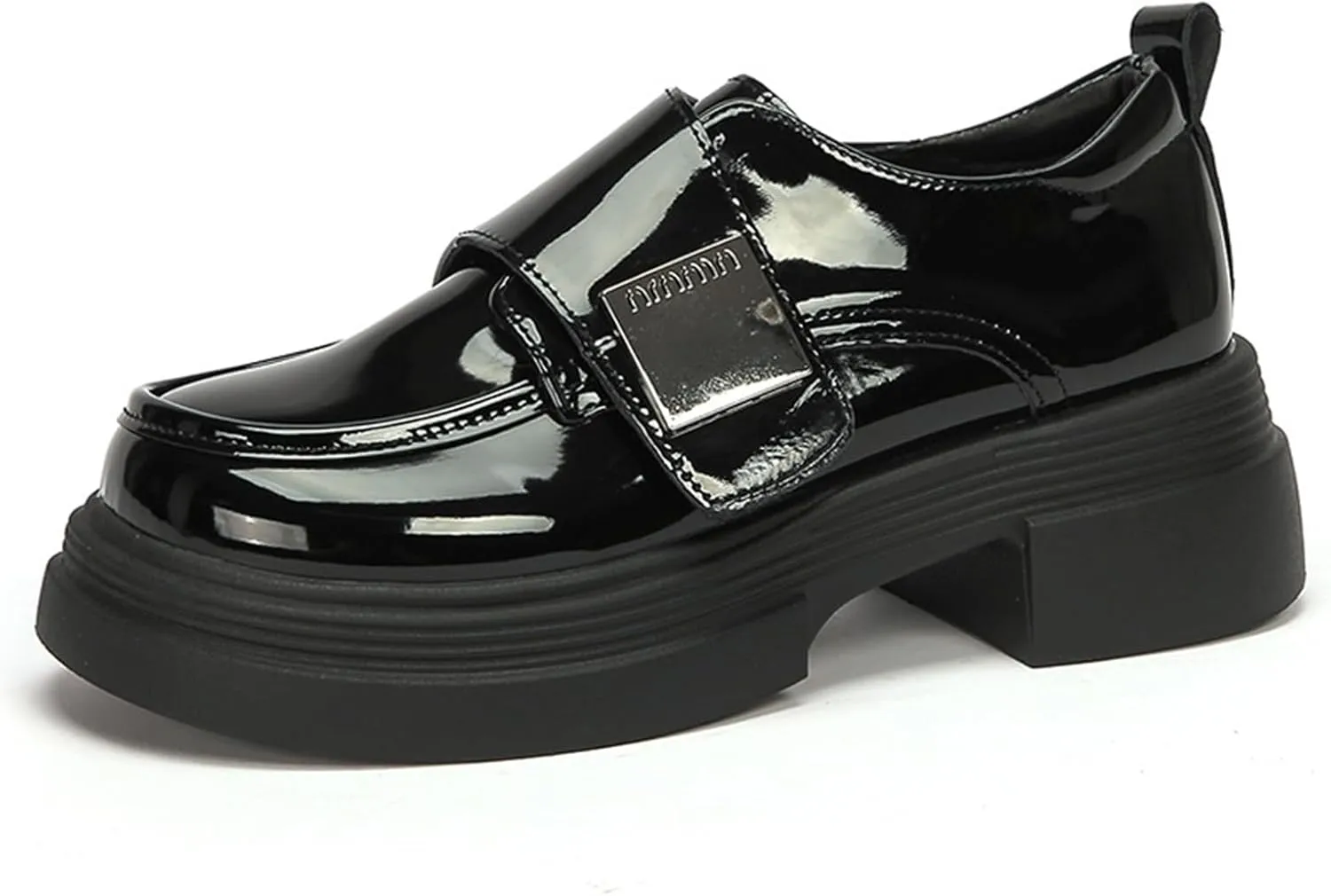 Women's Leather Monk Strap Platform Penny Loafers Luxury Round Toe Slip-On Office Business Dress Shoes Non-Slip Height Increase Daily Casual Shoes