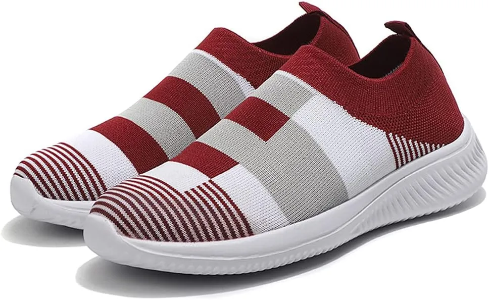 Womens Mesh Slip On Walking Sock Sneakers Color Block Fashion Athletic Tennis Shoes New