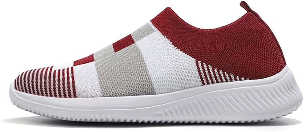 Womens Mesh Slip On Walking Sock Sneakers Color Block Fashion Athletic Tennis Shoes New