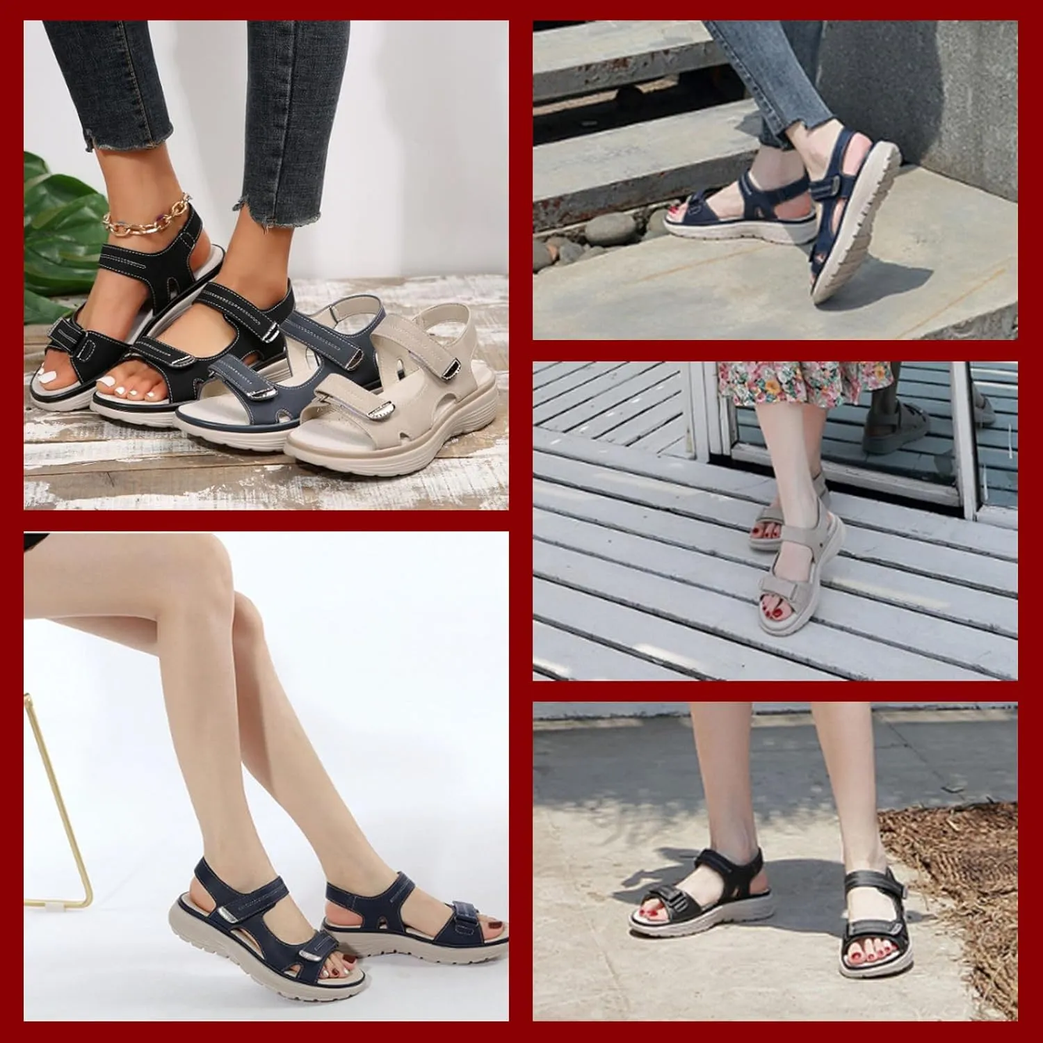 Women's Orthopedic Sport Sandals Arch Support Hiking, Comfortable Walking Sandals with Cushion Foam & Back Strap Non-Slip Orthotic Recovery Shoes,Wide Fit Summer Travel Dress