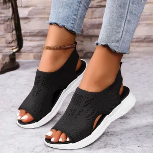 Womens Orthopedic Walking Sandals with Arch Support Open Toe Sports Sandals Breathable Knit Summer Shoes Summer Washable Slingback Orthopedic Slide Flat Sandals