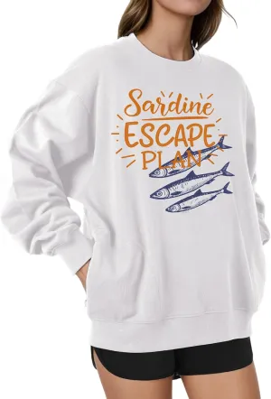 Women's Oversized Graphic Crew Neck Long Sleeve Pullover Casual Loose Fit Sweatshirt with Pockets