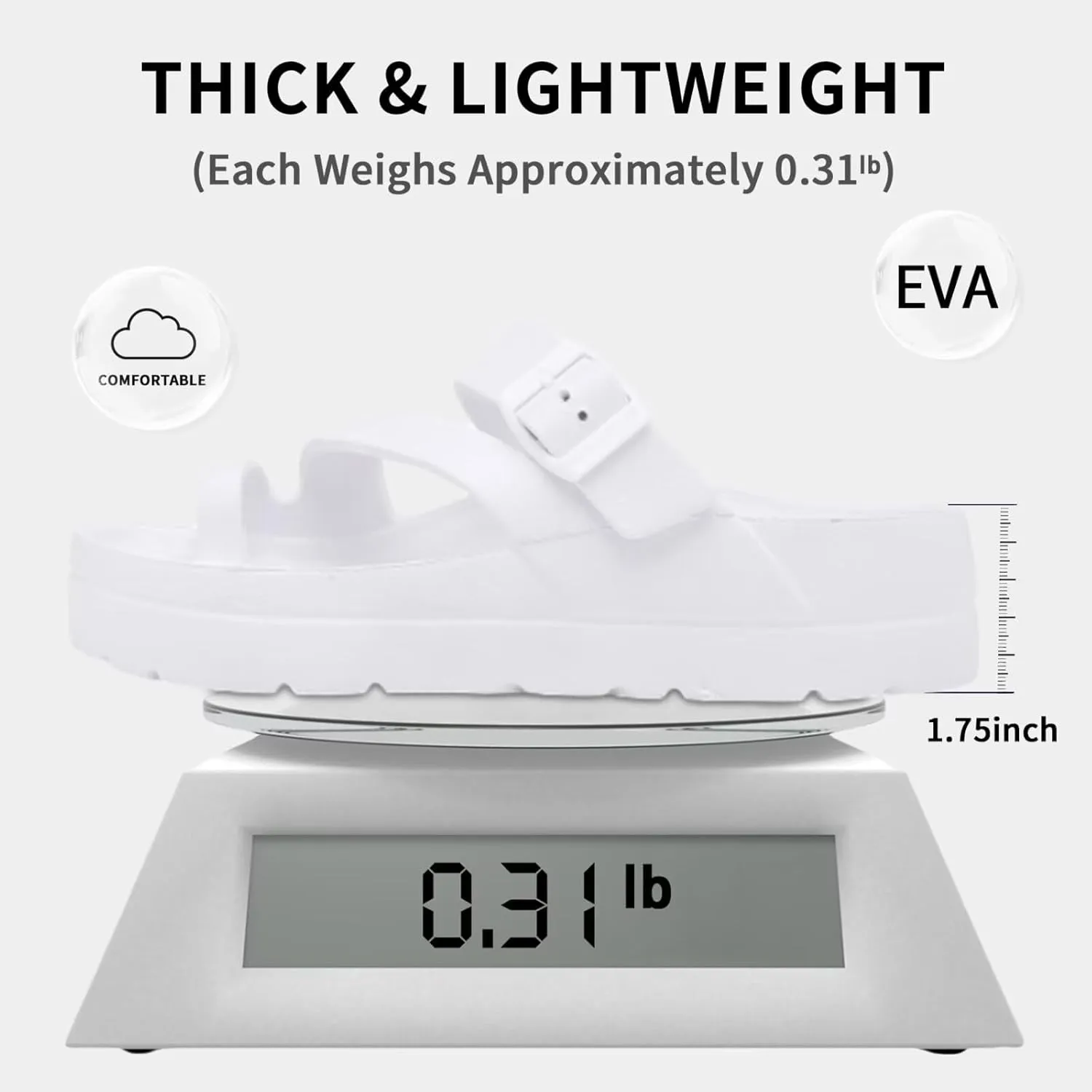 Women's Platform Flip Flops with Arch Support, Eva Lightweight Chunky Slide Sandals for Women, Fashion Comfort Summer Beach Sandal with Adjustable Buckle, Sandalias De Plataforma Para Mujer