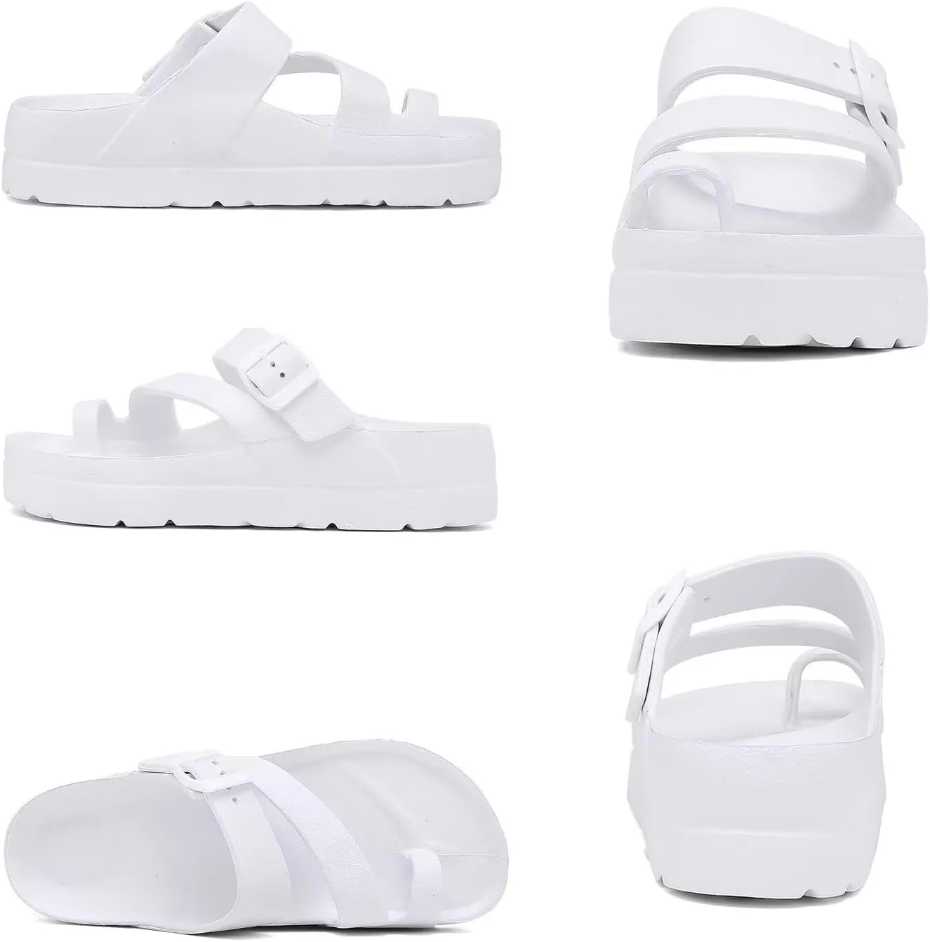 Women's Platform Flip Flops with Arch Support, Eva Lightweight Chunky Slide Sandals for Women, Fashion Comfort Summer Beach Sandal with Adjustable Buckle, Sandalias De Plataforma Para Mujer