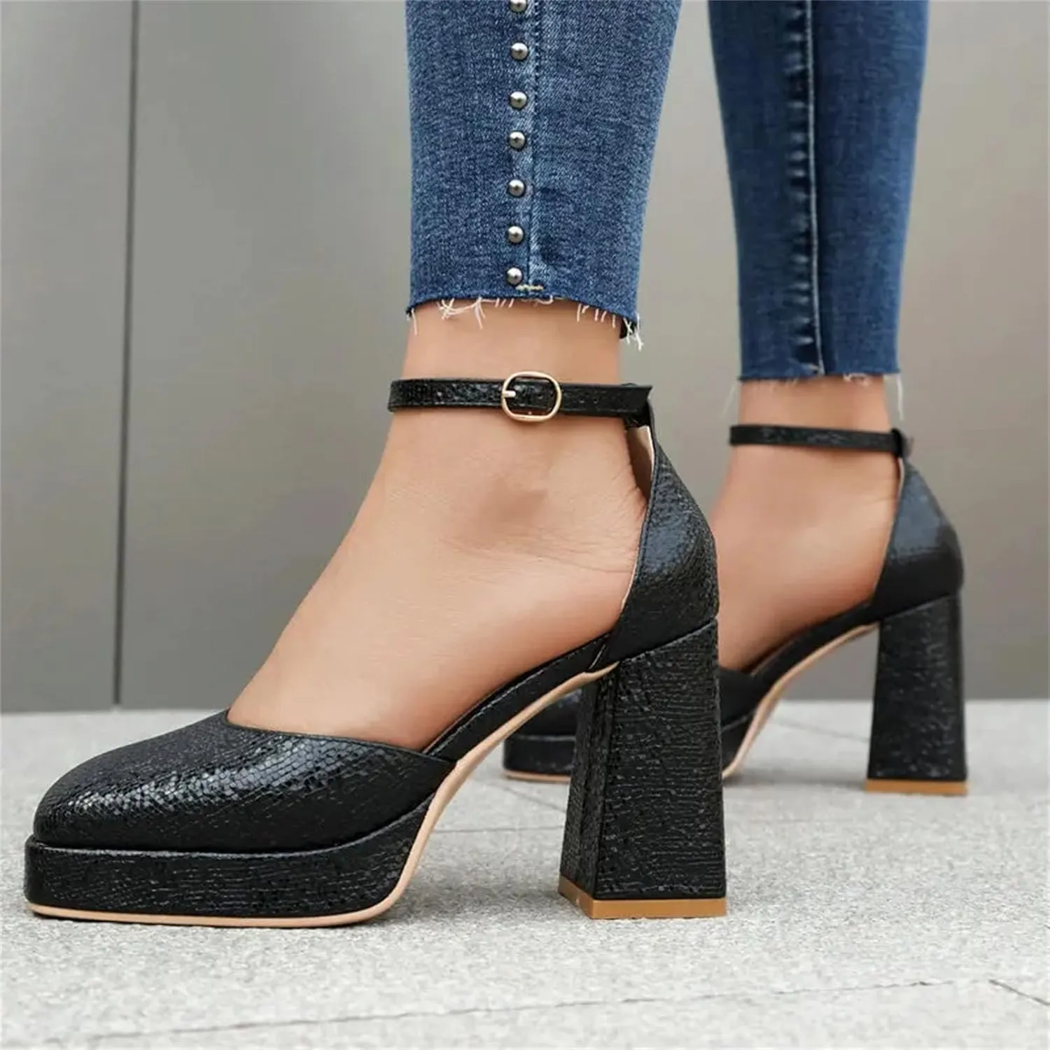 Women's Platform Pumps, Gold Silver Closed Toe Spring Summer