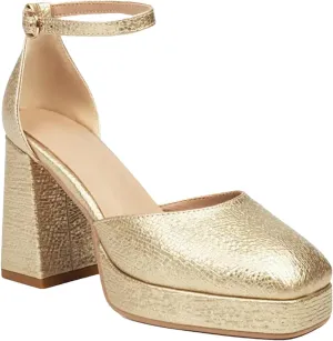 Women's Platform Pumps, Gold Silver Closed Toe Spring Summer
