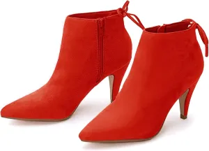 Womens Pointed Toe Heels Ankle Booties Kitten Stiletto Bowtie Strappy Fall Dress Boots Shoes