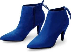 Womens Pointed Toe Heels Ankle Booties Kitten Stiletto Bowtie Strappy Fall Dress Boots Shoes