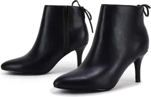 Womens Pointed Toe Heels Ankle Booties Kitten Stiletto Bowtie Strappy Fall Dress Boots Shoes