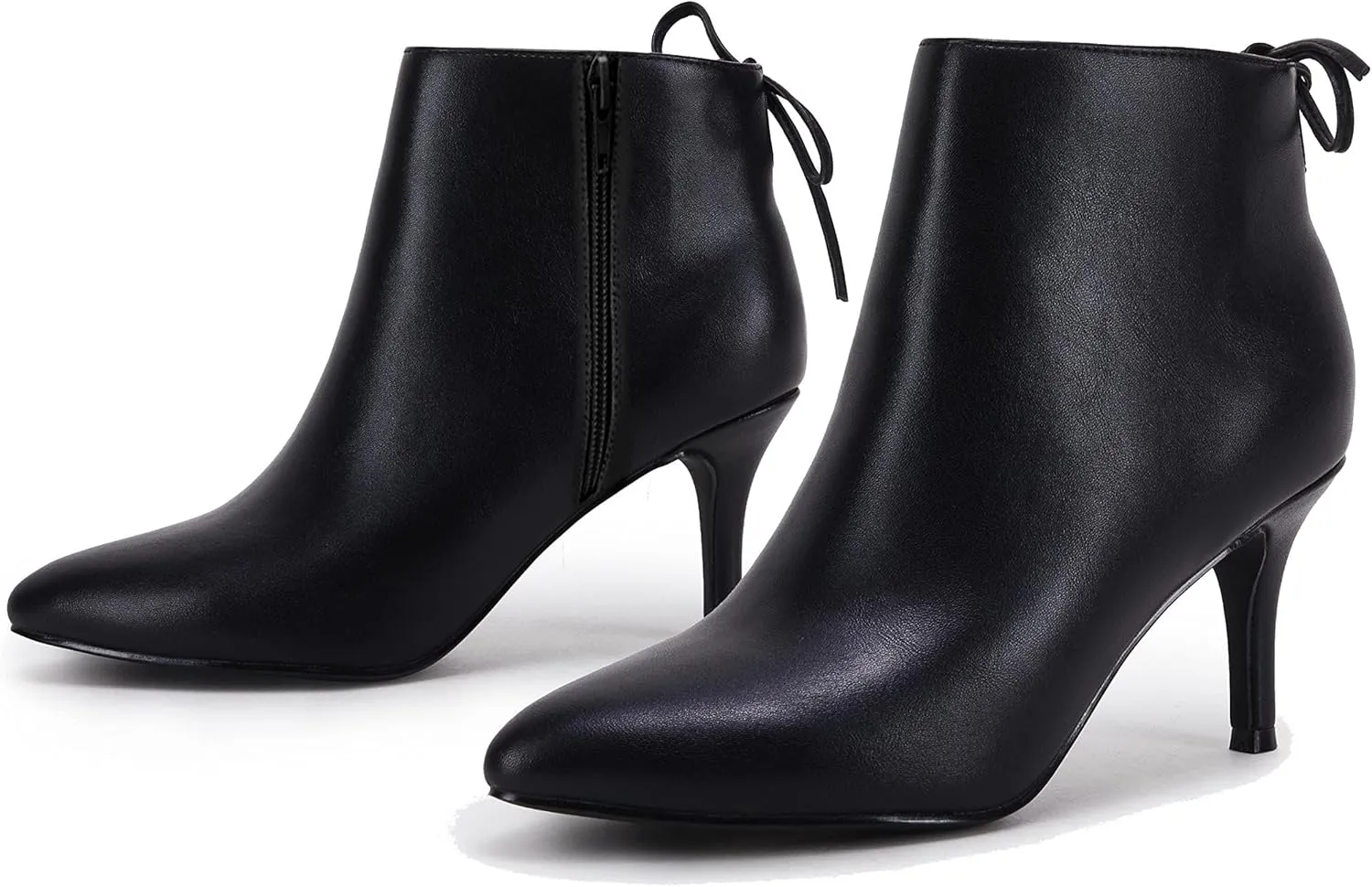 Womens Pointed Toe Heels Ankle Booties Kitten Stiletto Bowtie Strappy Fall Dress Boots Shoes