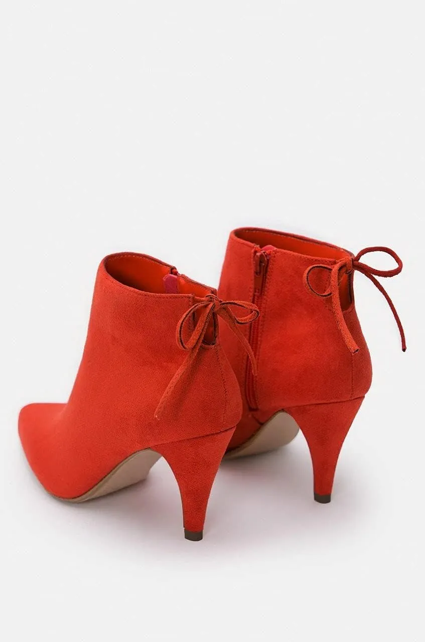 Womens Pointed Toe Heels Ankle Booties Kitten Stiletto Bowtie Strappy Fall Dress Boots Shoes