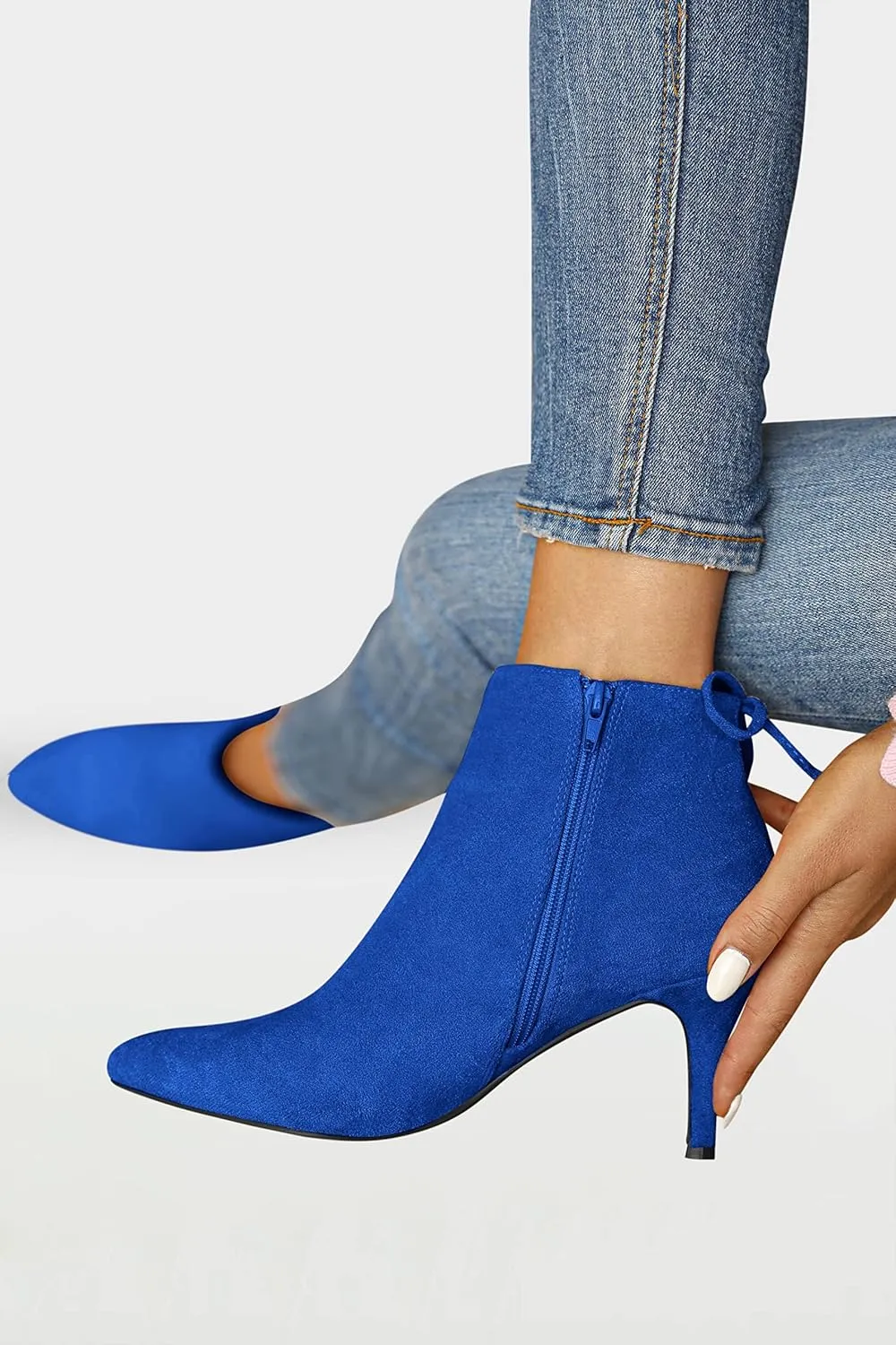 Womens Pointed Toe Heels Ankle Booties Kitten Stiletto Bowtie Strappy Fall Dress Boots Shoes