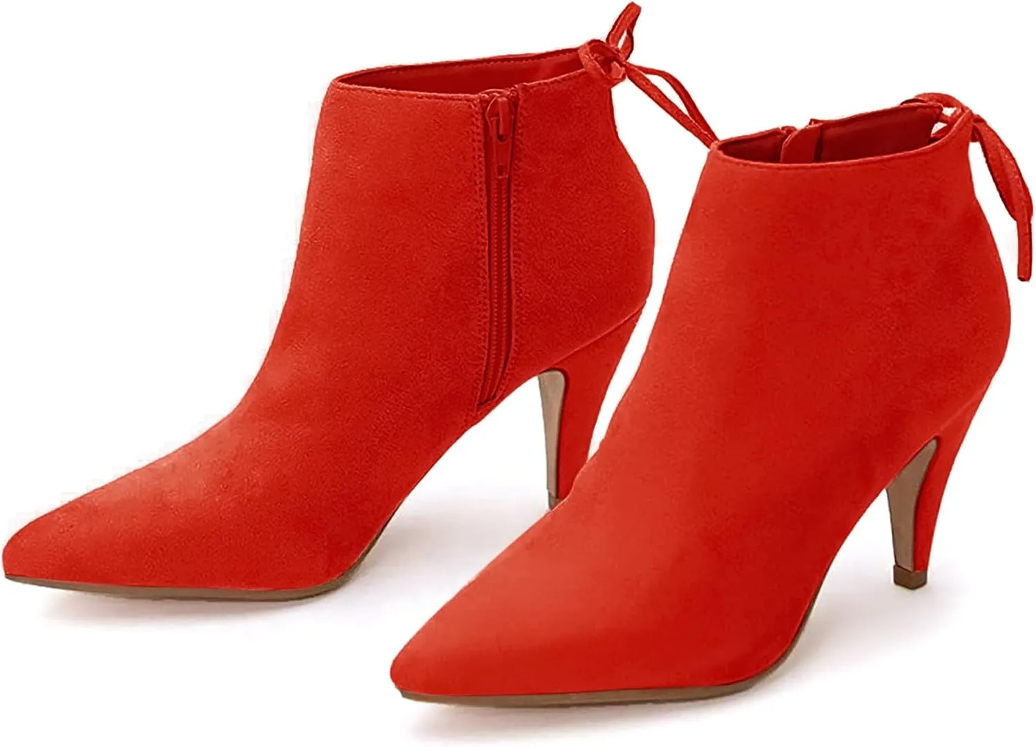 Womens Pointed Toe Heels Ankle Booties Kitten Stiletto Bowtie Strappy Fall Dress Boots Shoes