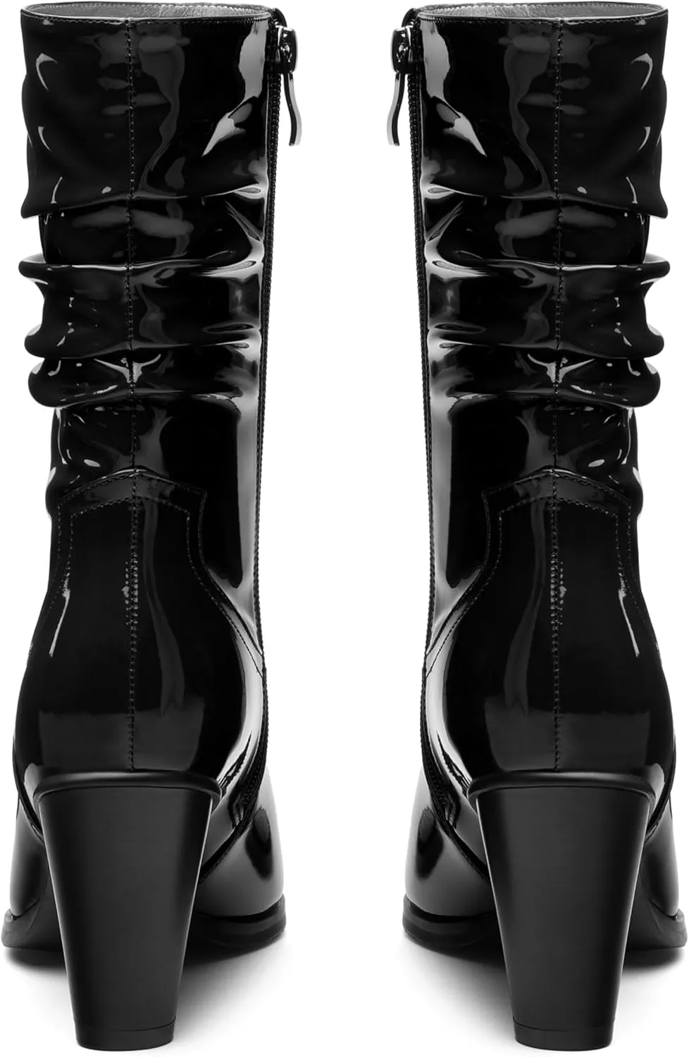 Women's Purple Faux Suede Mid-Calf Boots, Chunky Heel, Pointed Toe, Side Zipper, Casual Fashion Boots for Women