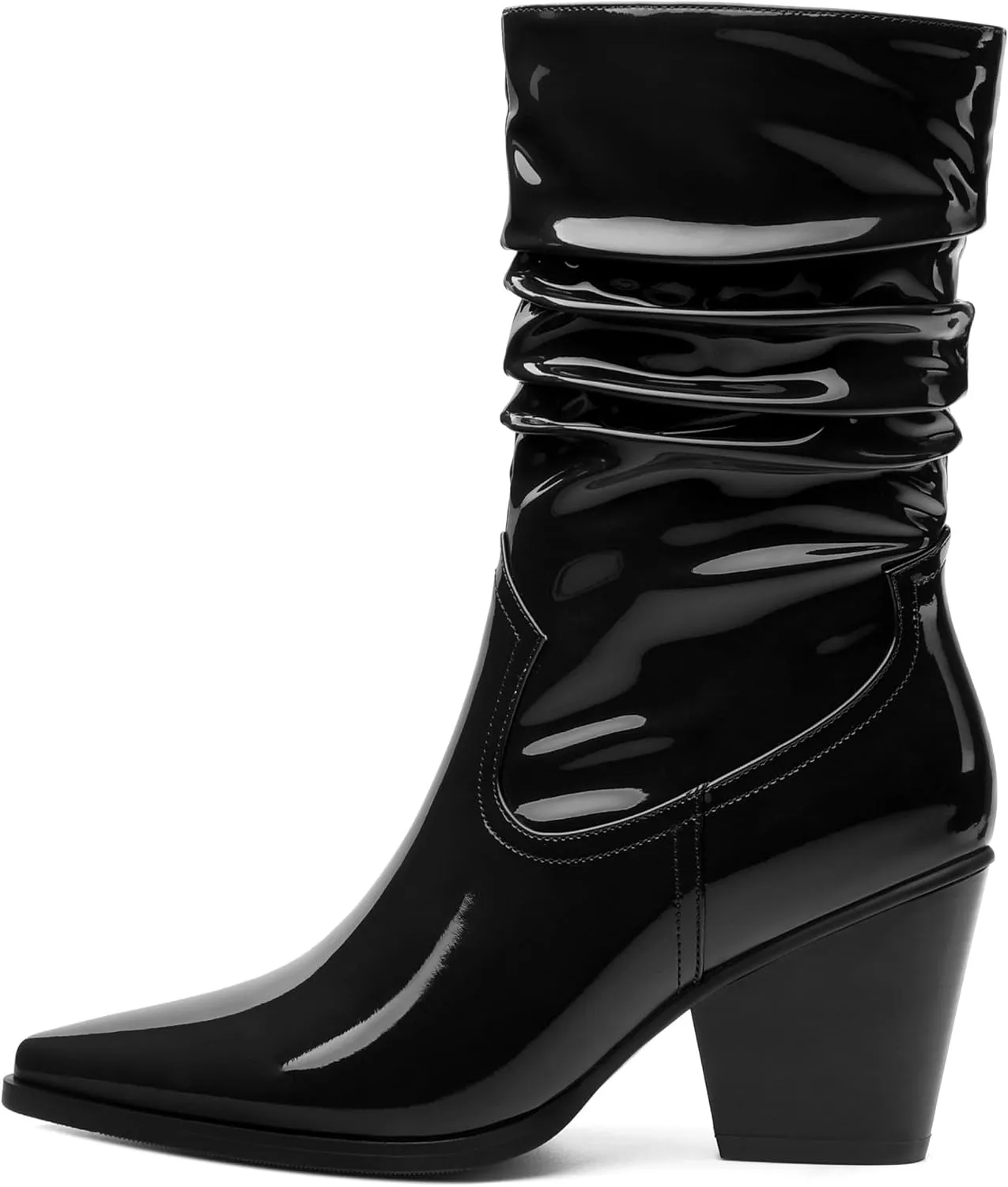 Women's Purple Faux Suede Mid-Calf Boots, Chunky Heel, Pointed Toe, Side Zipper, Casual Fashion Boots for Women