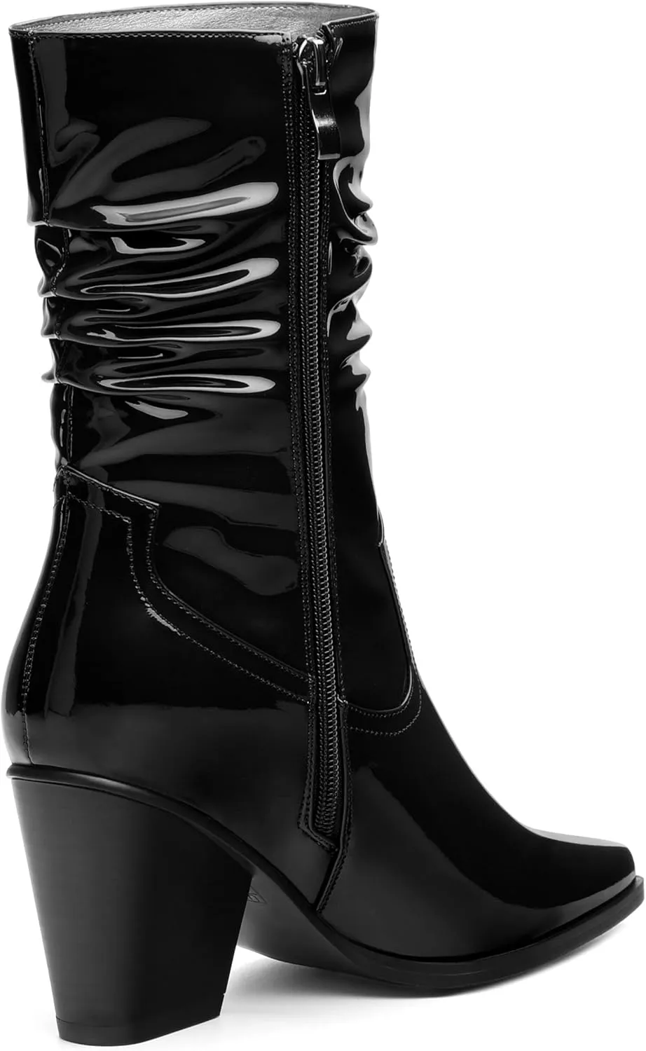 Women's Purple Faux Suede Mid-Calf Boots, Chunky Heel, Pointed Toe, Side Zipper, Casual Fashion Boots for Women