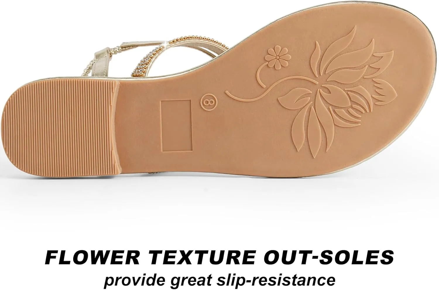 Womens Rhinestone Sandals T-Strap Crystal Flat Dressy Adjustable Ankle Thong Summer Sandals