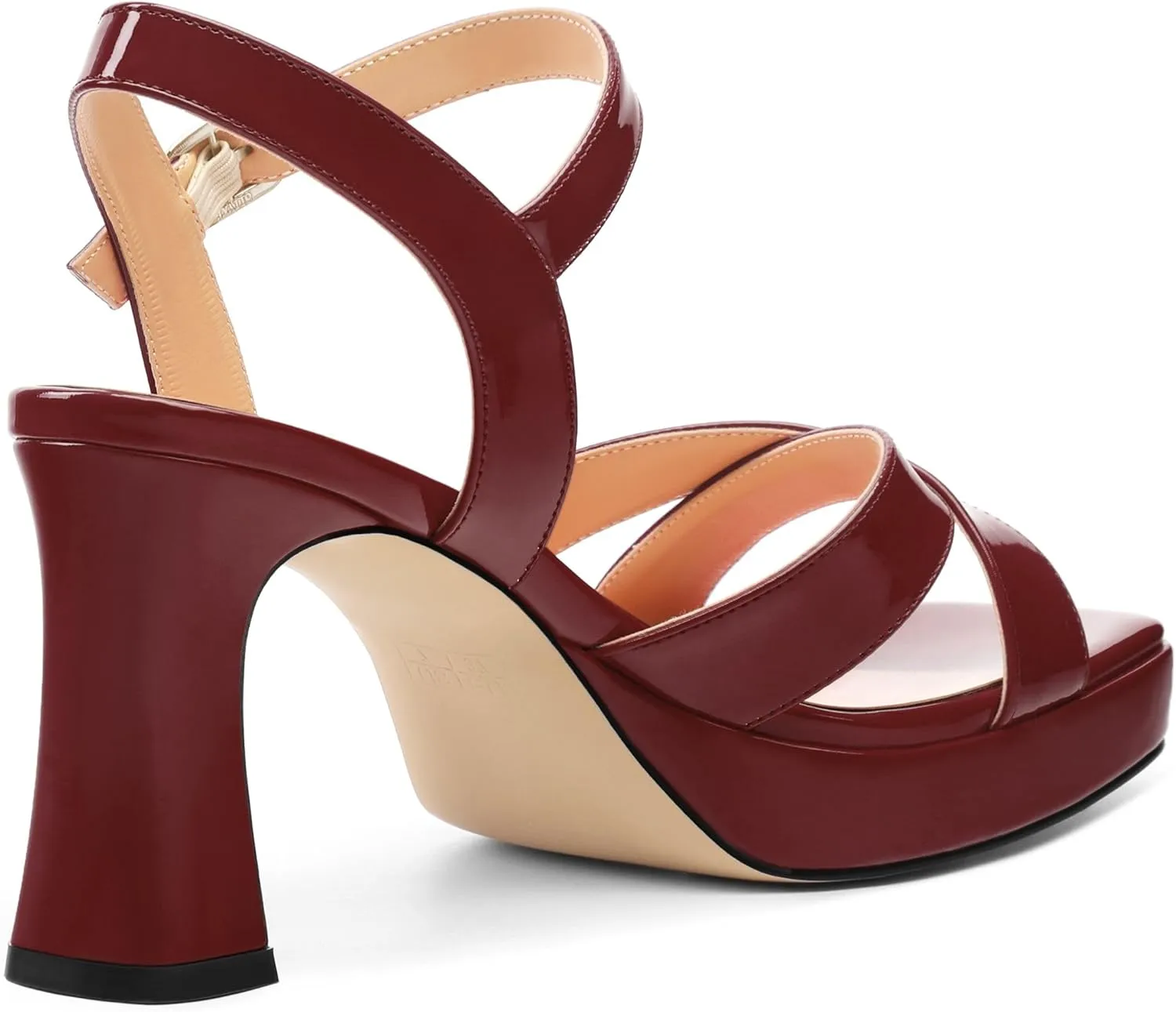 Women's Sandals Chunky High Heel - Adjustable Ankle Strap Open Toe Spool Heels Cross Toe Strap Prom Party Dress Pumps with Buckle