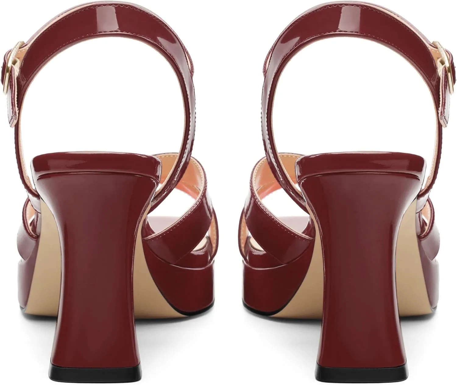 Women's Sandals Chunky High Heel - Adjustable Ankle Strap Open Toe Spool Heels Cross Toe Strap Prom Party Dress Pumps with Buckle