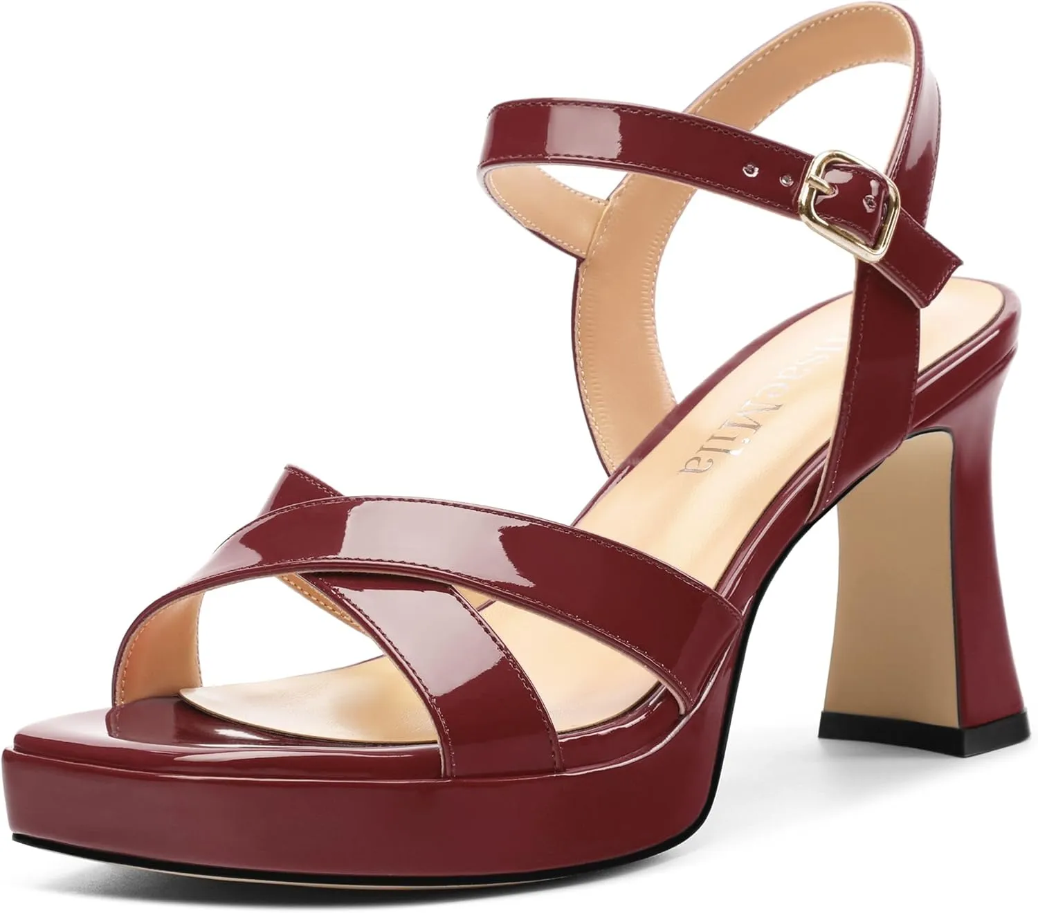 Women's Sandals Chunky High Heel - Adjustable Ankle Strap Open Toe Spool Heels Cross Toe Strap Prom Party Dress Pumps with Buckle