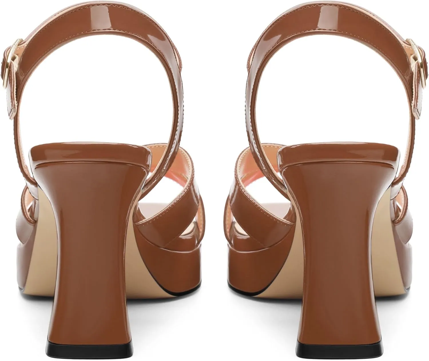Women's Sandals Chunky High Heel - Adjustable Ankle Strap Open Toe Spool Heels Cross Toe Strap Prom Party Dress Pumps with Buckle