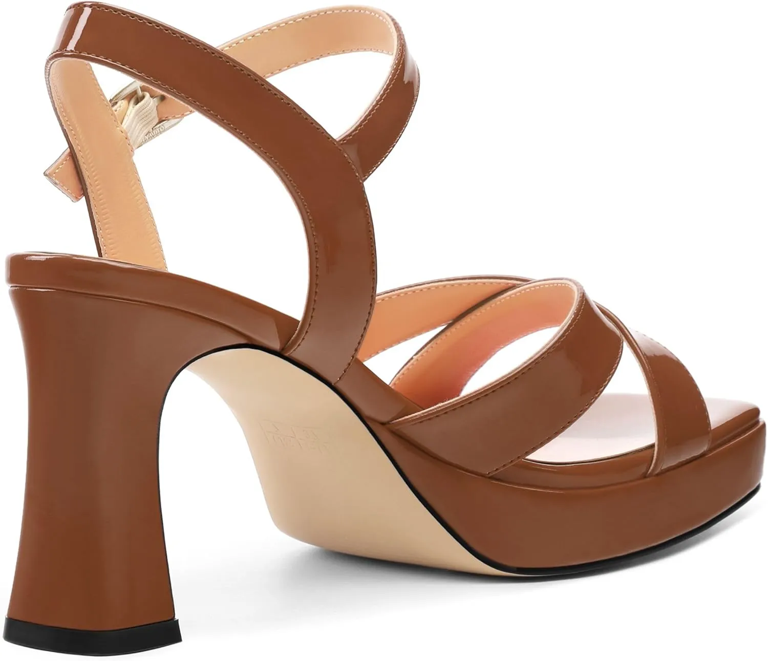 Women's Sandals Chunky High Heel - Adjustable Ankle Strap Open Toe Spool Heels Cross Toe Strap Prom Party Dress Pumps with Buckle