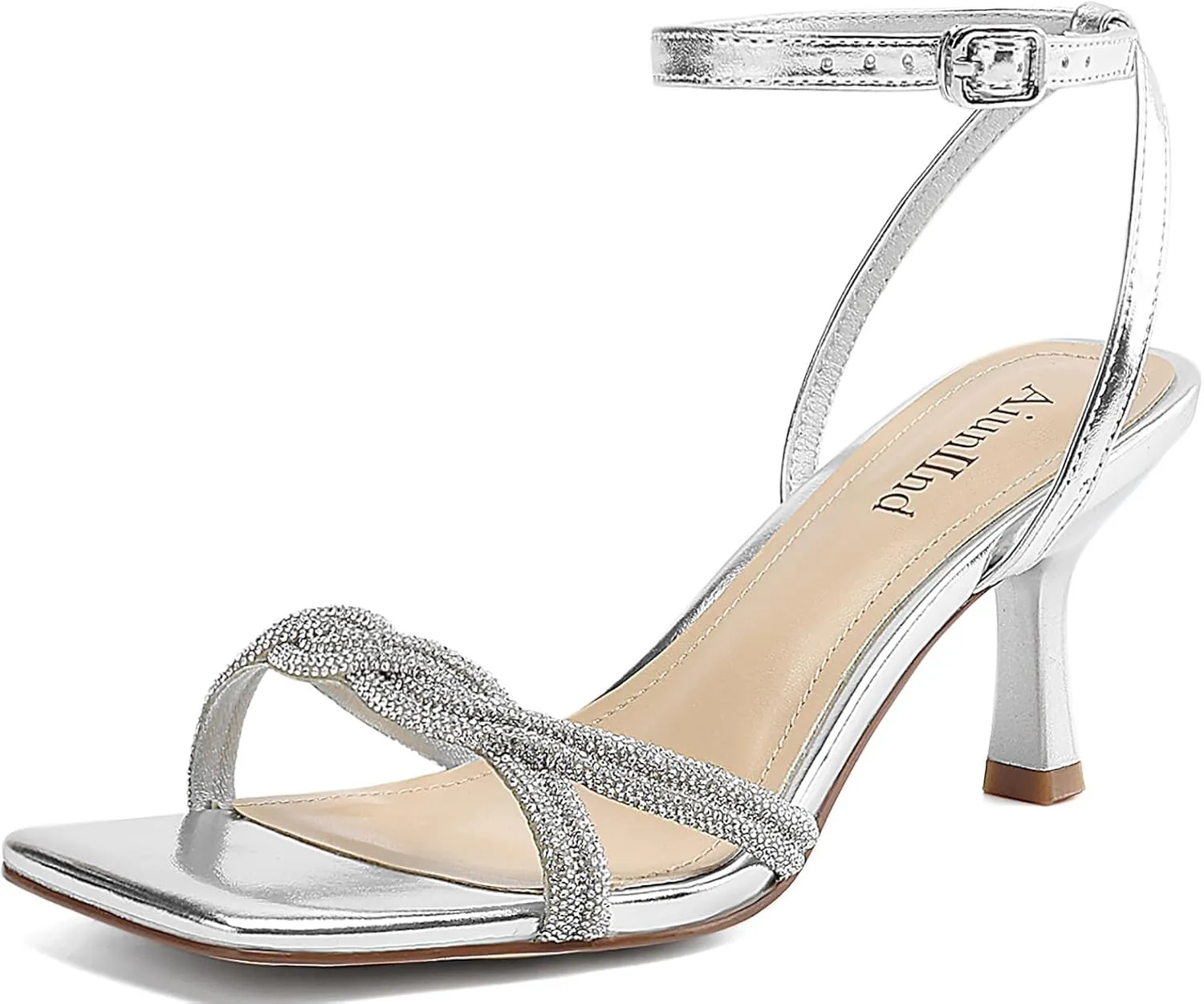 Women's Sandals Square Open Toe Kitten Heels Strappy Ankle Strap Sandals for Women Comfort Dress Party Shoes
