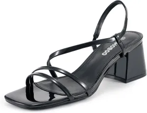 Women's Short Chunky Block Heels Strappy Heel Sandals with Square Toe Casual Dress Shoes