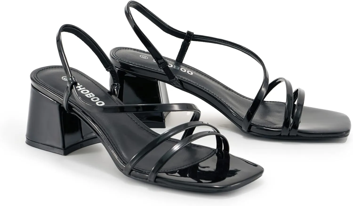 Women's Short Chunky Block Heels Strappy Heel Sandals with Square Toe Casual Dress Shoes