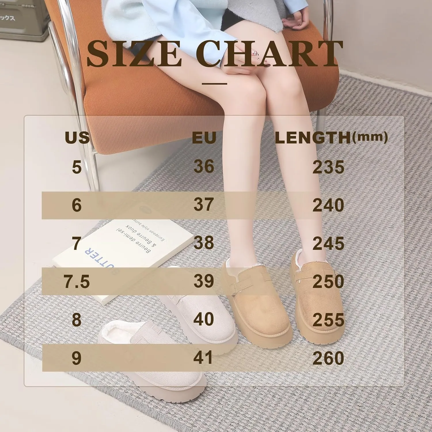 Women's Slippers Platform Boots, Fur Fleece Lined Short Ankle Boots Comfy House Slippers Slip on Winter Mini Boots, Warm Snow Boots for Indoor Outdoor Fall Slippers