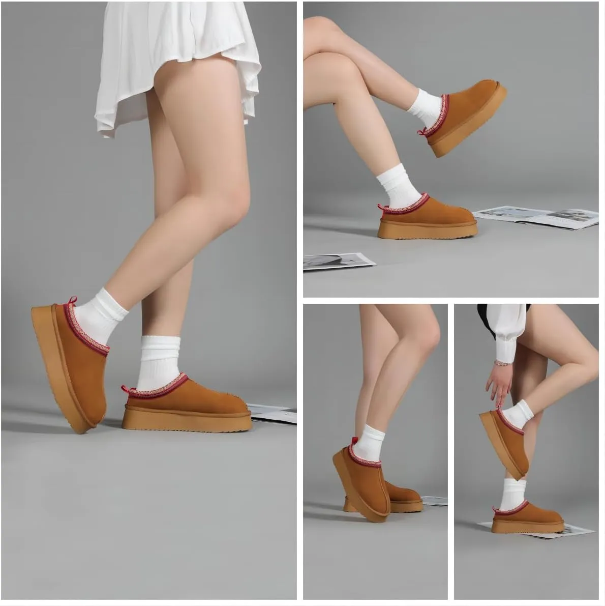 Women's Slippers Platform Mini Boots Short Ankle Boot Fur Fleece Lined Sneakers House slippers Anti-Slip Boot For Outdoor