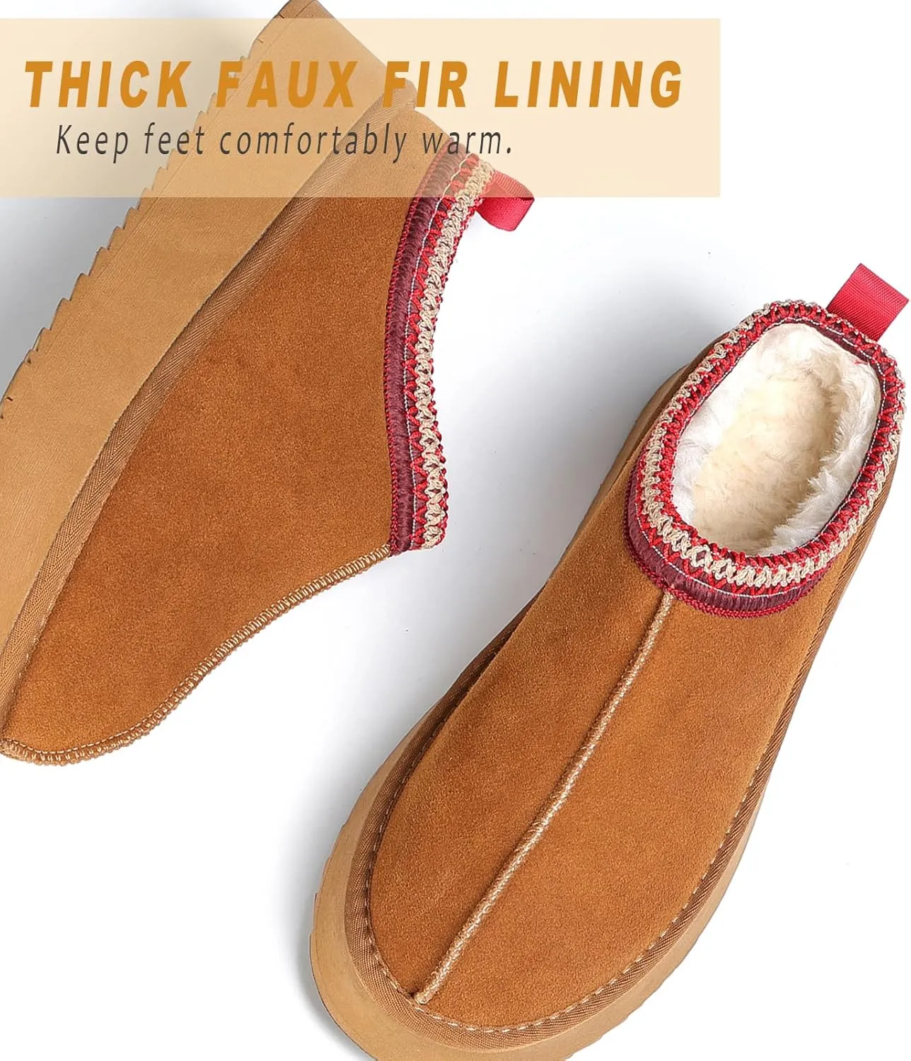Women's Slippers Platform Mini Boots Short Ankle Boot Fur Fleece Lined Sneakers House slippers Anti-Slip Boot For Outdoor