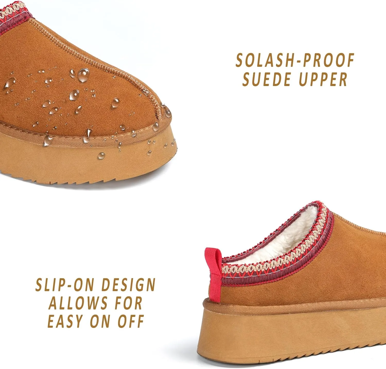Women's Slippers Platform Mini Boots Short Ankle Boot Fur Fleece Lined Sneakers House slippers Anti-Slip Boot For Outdoor
