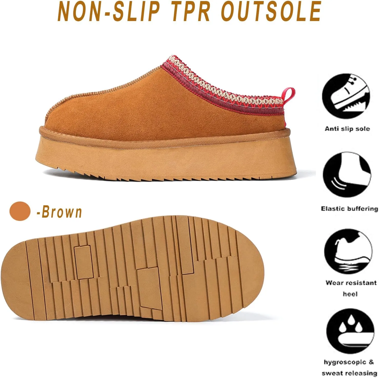 Women's Slippers Platform Mini Boots Short Ankle Boot Fur Fleece Lined Sneakers House slippers Anti-Slip Boot For Outdoor
