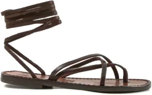 Womens Strappy Leather Sandals Handmade in Italy in Dark Brown Cuir