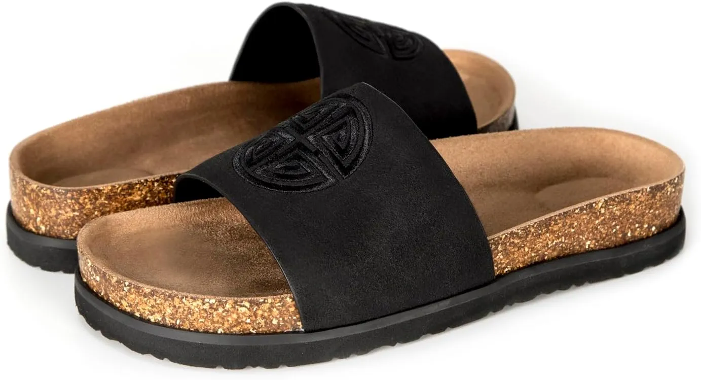 Women's Suede Slide Sandals with Arch Support,Cork Comfortable Summer Flat Sandals for Women 2025 Beach Vacation Shoes,Cute Dressy Sandals Outdoor Slippers