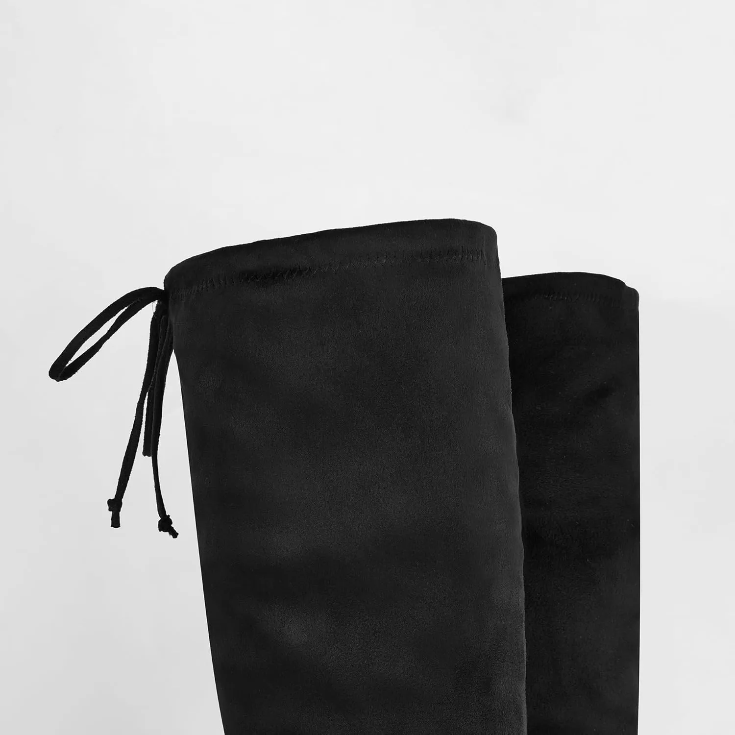 Women's Thigh High Block Stiletto Heel Over The Knee Boots, Faux Suede Elasticity, Long Black Boots, Round Toe&Pointed Toe, Side Zip Sexy Boots for Winter Fall